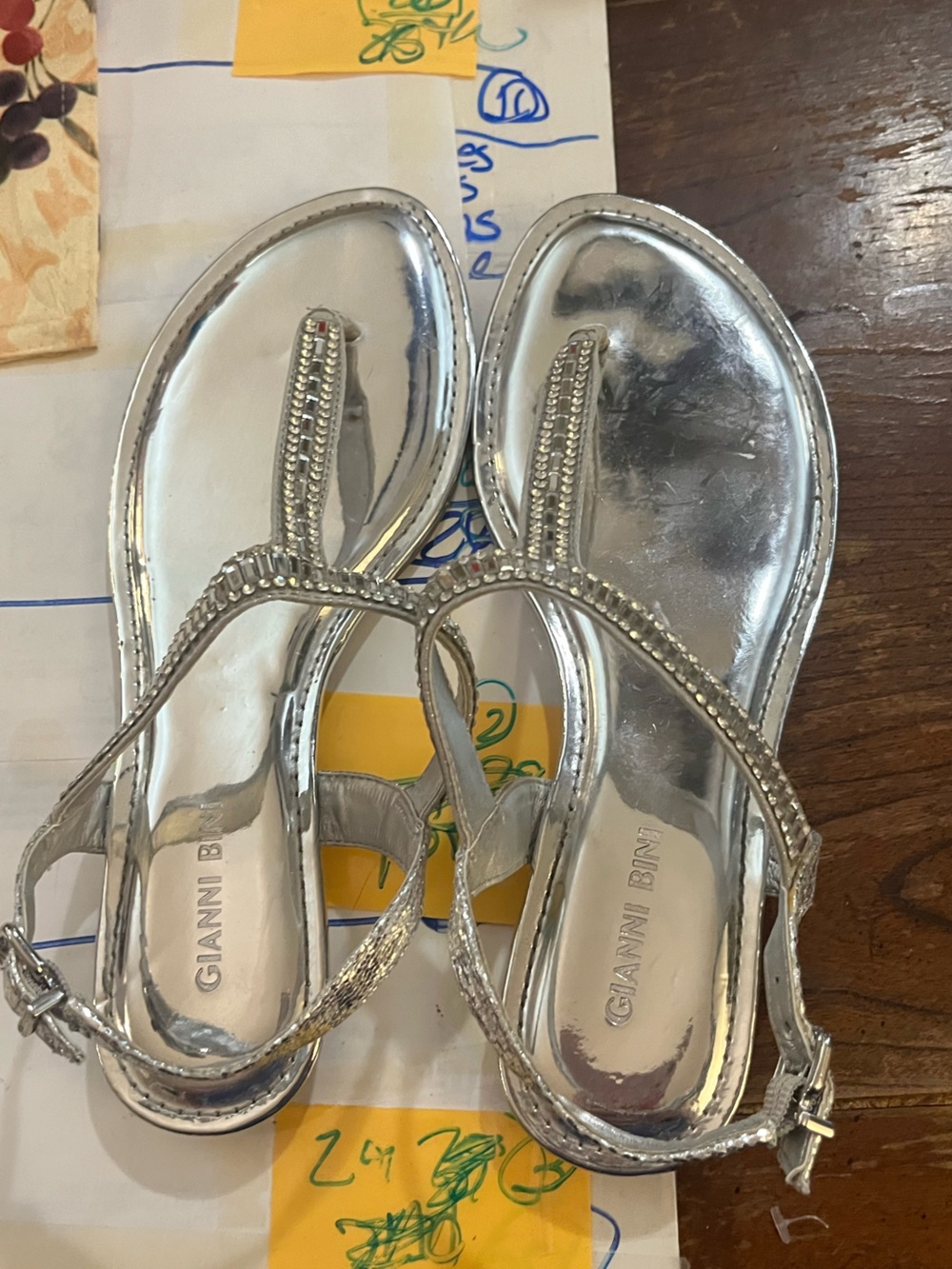 8.5 Gianni Bini silver crystal strappy sandals